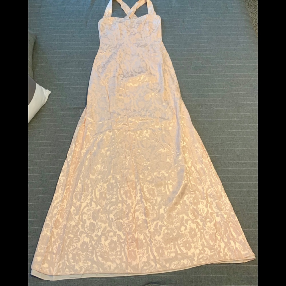 Vintage floral formal dress in light peach